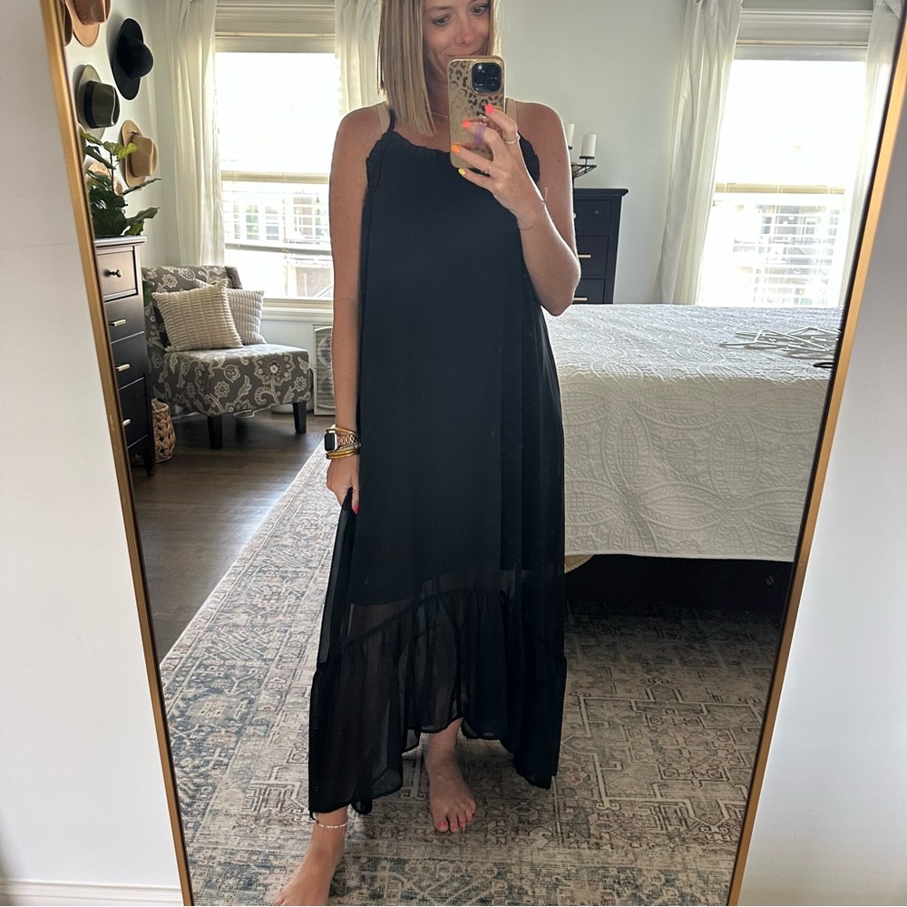 Black Ruffle Maxi Dress